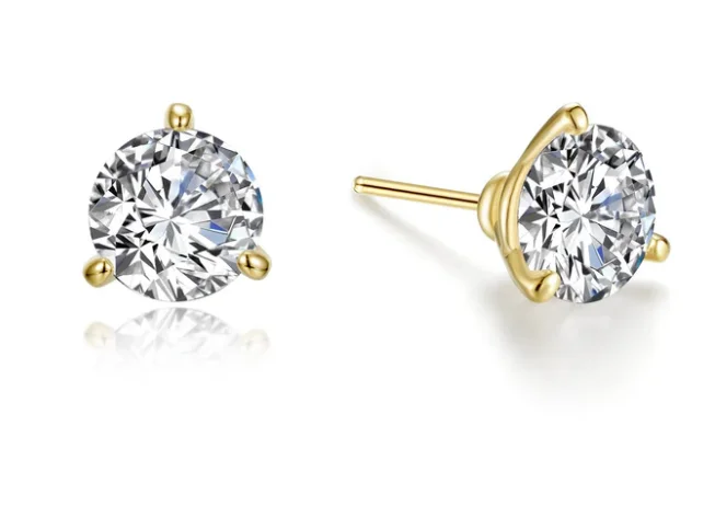 Hypoallergenic Drop Earrings for Sensitive -3 CTW Martini Solitaire Stud Earrings