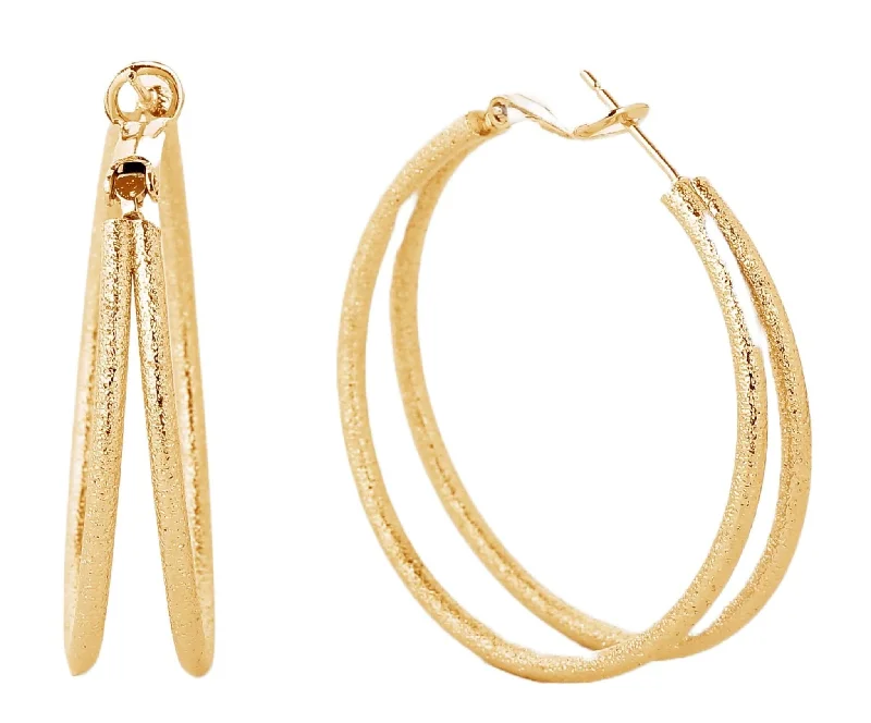 Drop Earrings for Office Wear -SJE310008 14K Gold Dipped Omega Closure Hoop Earrings