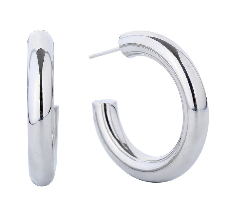 Drop Earrings for Formal Attire -SJE310013 14K Metal Post Hoop Earrings