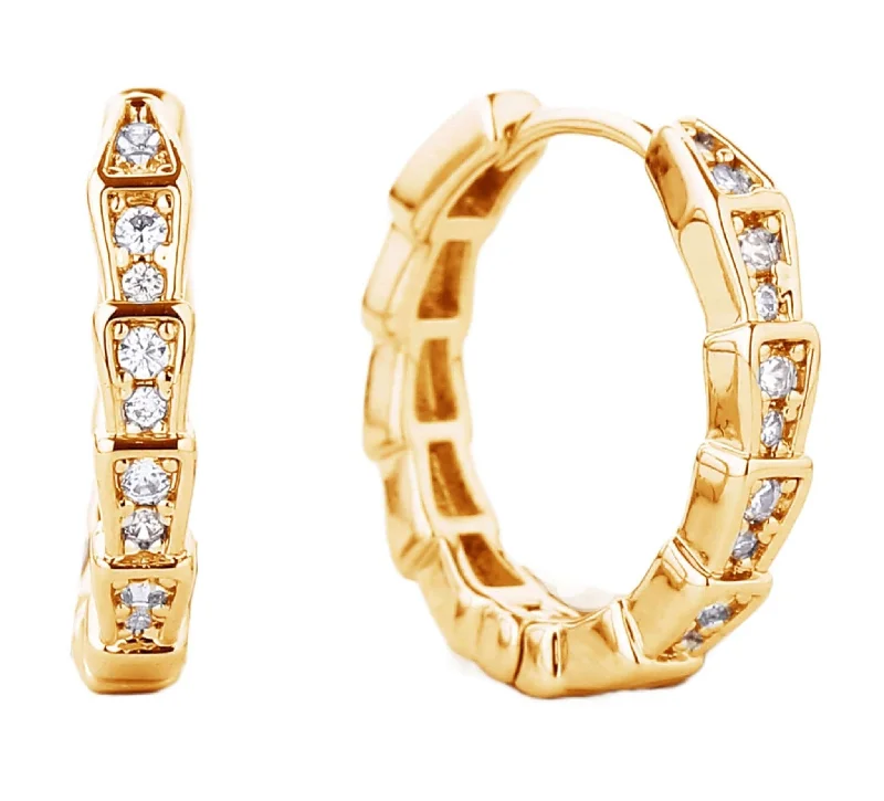 Drop Earrings for Anniversary -SJE310202 14K Gold Dipped Ridge Hoop Earrings