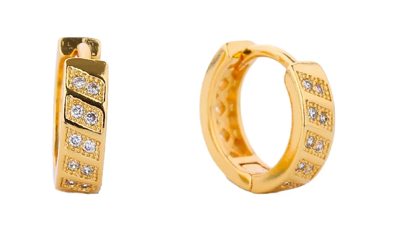 Lightweight Drop Earrings for All Day -SJE310224 14K Gold-Dipped CZ Hoop Huggie Earrings