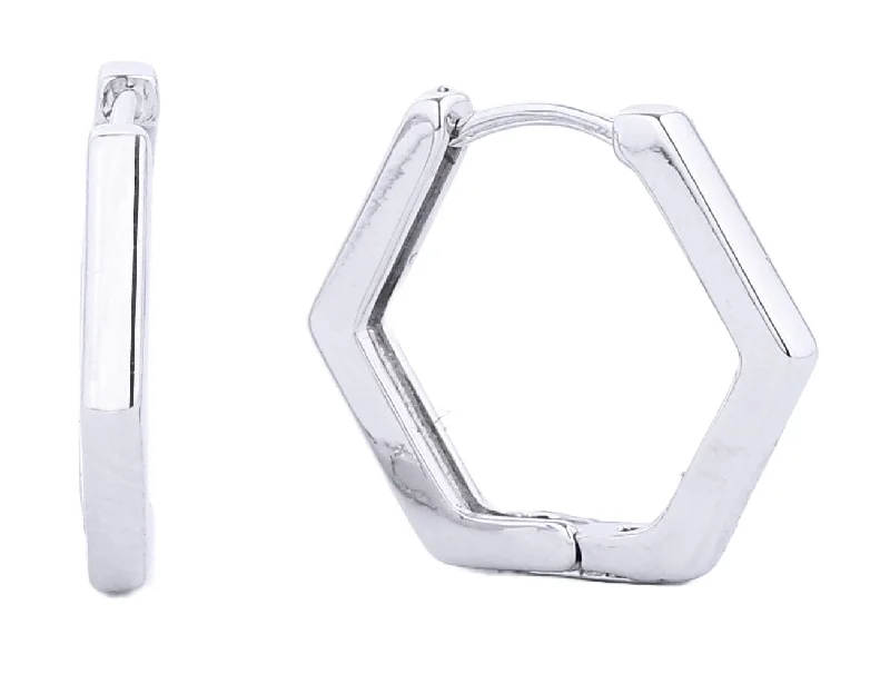 Nickel Free Drop Earrings for Safety -SJE310240 14K Dipped Hexagon Hoop Earrings