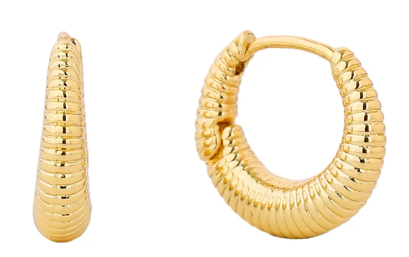 African Drop Earrings with Culture -SJE310285 14K Dipped Ridged Huggie Hoop Earrings