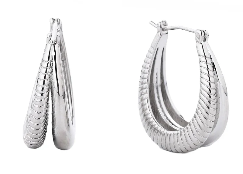 Drop Earrings with Crown Designs -SJE310345 14K Dipped Layer Hoop Pin Catch Earrings