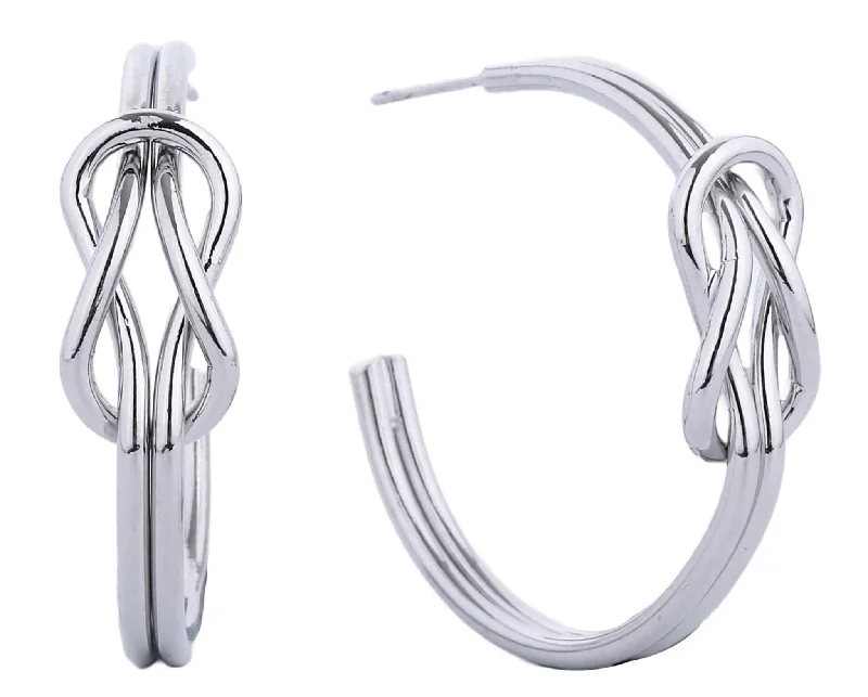 Drop Earrings for Engagement Party -SJE310399 14K Dipped Knot Post Hoop Earrings