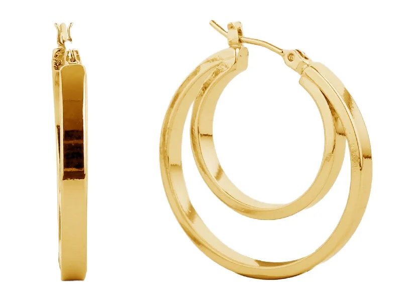 Drop Earrings with Star Motifs -SJE310403 14K Dipped Double Hoop Pin Catch Earrings