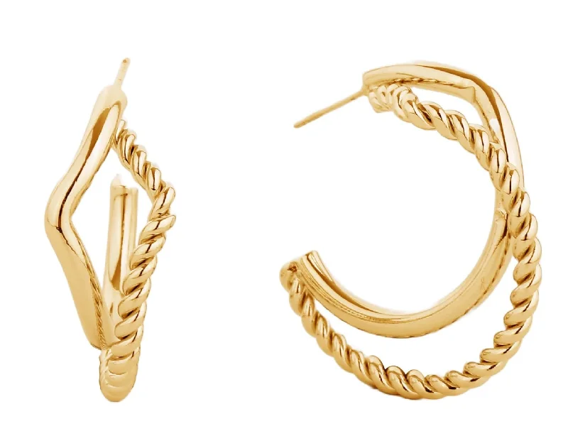 Drop Earrings with Leaf Motifs -SJE310416 14K Dipped Twist/Solid Post Hoop Earrings