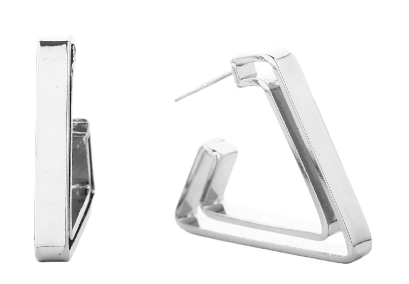 Drop Earrings with Debossed Designs -SJE310420 14K Dipped Triangle Shape Post Earrings