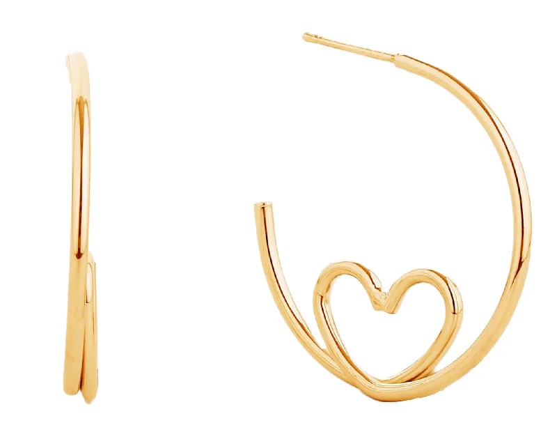 Bohemian Drop Earrings with Tassels -SJE310440 14K Gold-Dipped Heart Knot Post Earrings