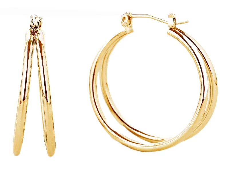 Drop Earrings with Vine Designs -SJE310463 14K Dipped Double Post Hoop Earrings