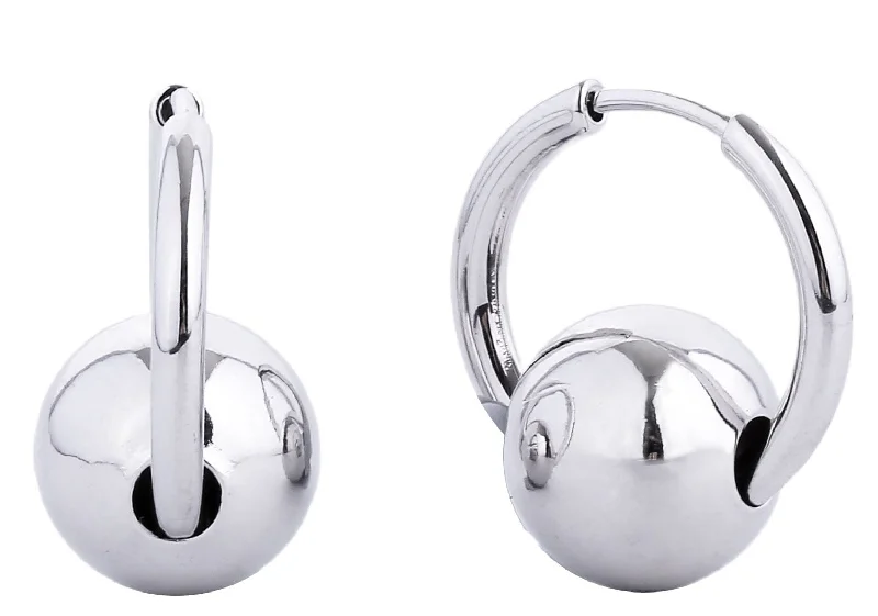 Drop Earrings for Work Attire -SJE310511 14K Sphere Round Hoop Earrings