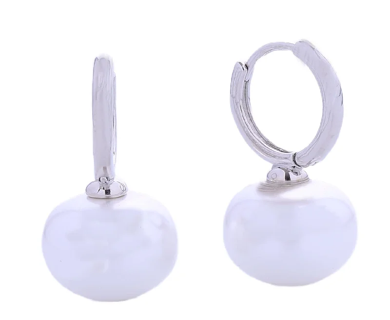 Drop Earrings for School Uniform -SJE310572 14K Dangling Pearl Earrings