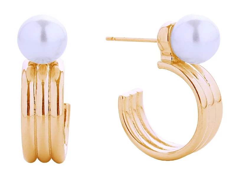 Tarnish Resistant Drop Earrings for Longevity -SJE310573 14K Pearl On Hoop Post Earrings