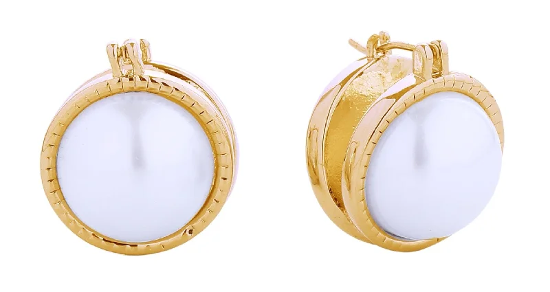 African Drop Earrings with Culture -SJE310608 14K Double Pearl Pincatch Earrings