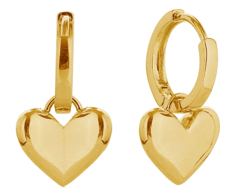 Drop Earrings for Yoga Session -SJE310645 14K Heart Drop Huggie Earrings