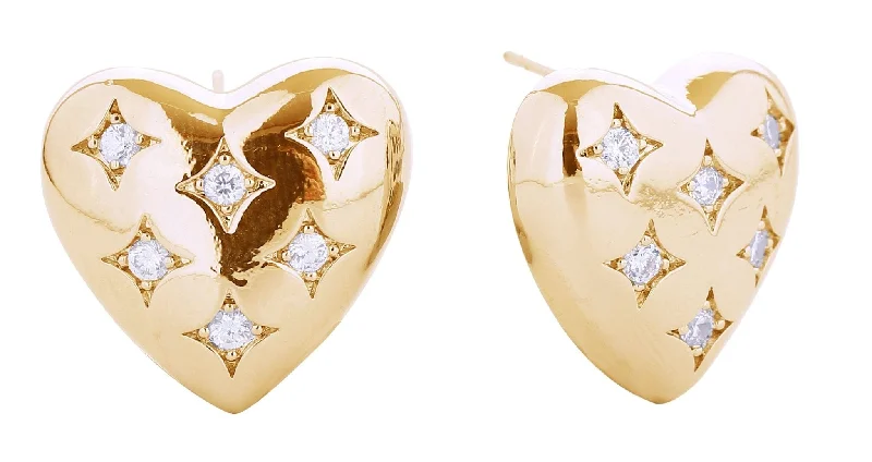 African Drop Earrings with Culture -SJE310651 14K Puffy Heart Post Earrings