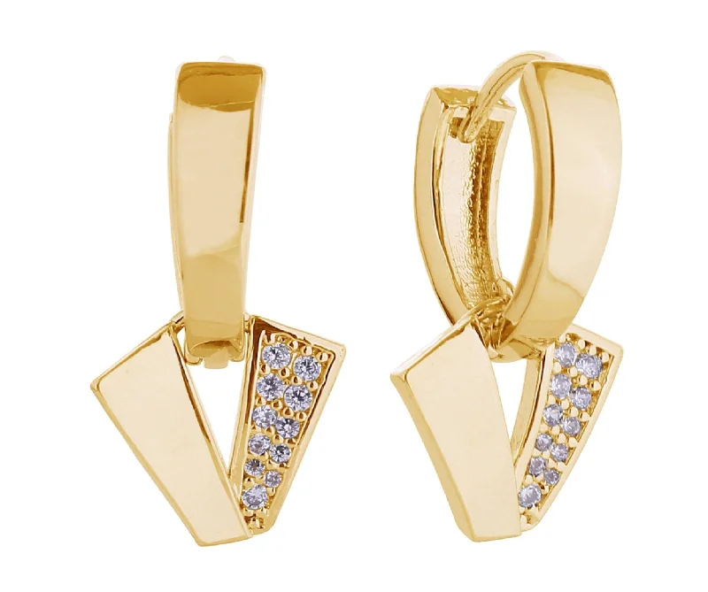 Indian Drop Earrings with Intricacy -SJE310655 14K Triangle Dangle Huggie Earrings