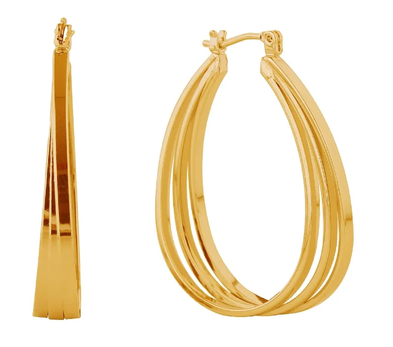 Drop Earrings for Everyday Glamour -SJE310751 14K Triple Oval Hoop Pincatch Earrings