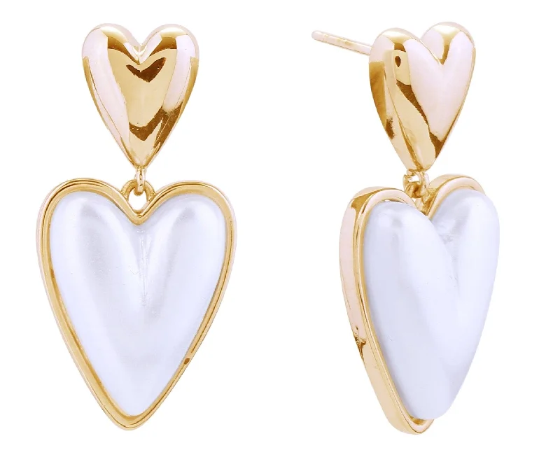 Heart Shaped Drop Earrings for Love -SJE310942 14K Duo Loving Heart Post Earrings