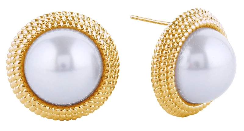 Drop Earrings for Casual Outfit -SJE310956 14K Pearl Button Post Earrings