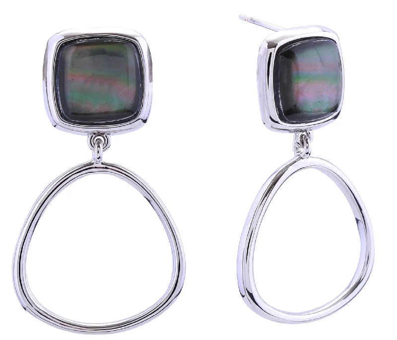 Drop Earrings for Formal Attire -SJE310959 14K Dangle Hoop Button Post Earrings