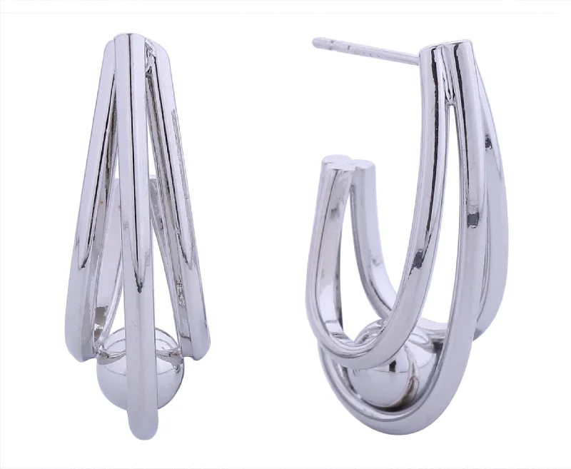 Drop Earrings for Birthday Celebration -SJE311008 14K Magical Triple Hoop Post Earrings