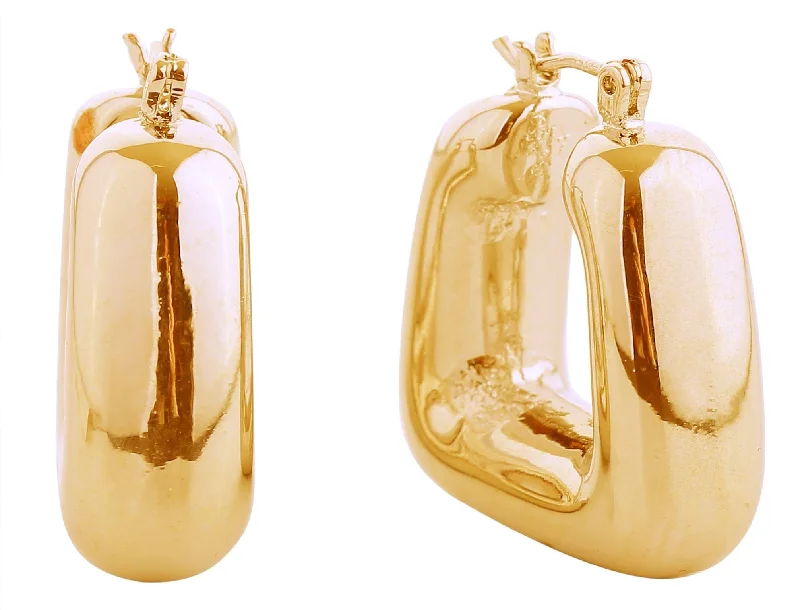 Drop Earrings for Graduation Day -SJE311018 14K Puffed Square Pincatch Earrings