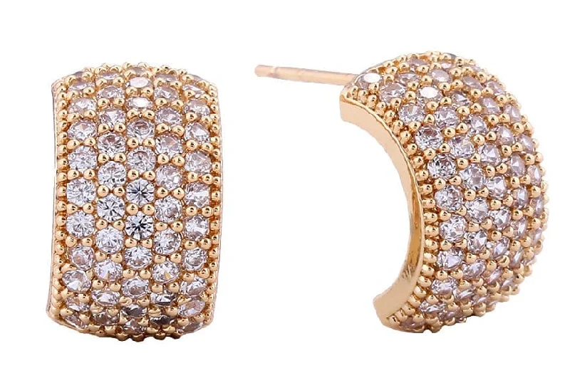 Drop Earrings with Polished Shine -SJE311090 14K Dipped Micro Pave Cz Post Earrings