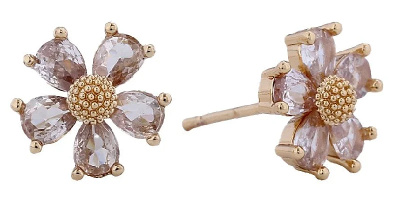 Crystal and Pearl Drop Earrings for Glamour -SJE311114 14K Dipped Flower Pear Cut Post Earrings