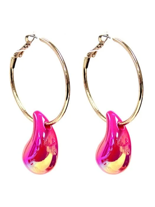 Retro Drop Earrings for Nostalgia -TE10491 Hoop Teardrop Dangle Earrings