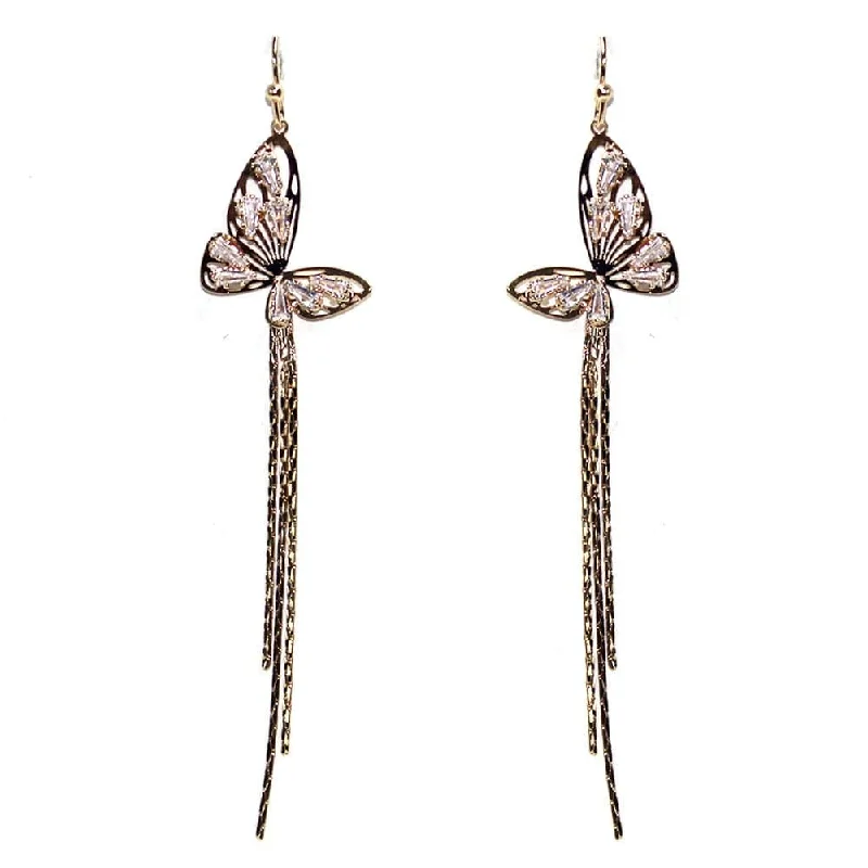 Celtic Drop Earrings with Knotwork -TE10636 Long Butterfly Dangle Earrings