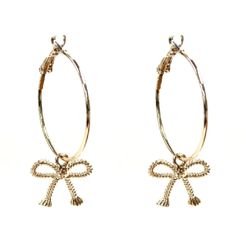 Animal Print Drop Earrings for Fun -TE10641 Hoop Bow Charm Earrings