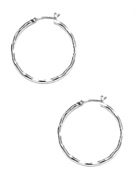 Gothic Drop Earrings with Dark Tone -TE9367 Bianca Silver Textured Hoop Earrings