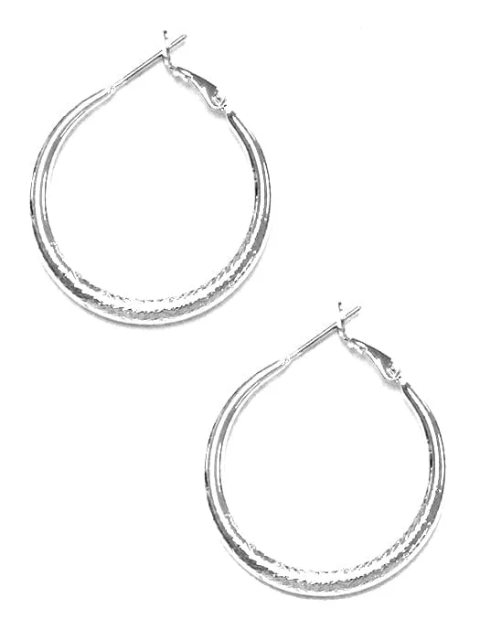 Maximalist Drop Earrings for Bling -TE9373 Rena Silver Hoop Earrings