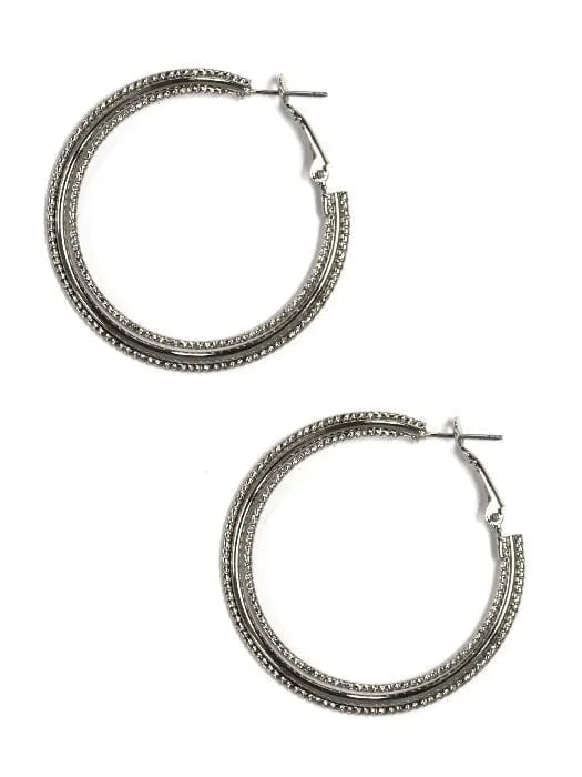 Minimalist Drop Earrings with Simplicity -TE9479 Jennie Textured Hoop Earrings