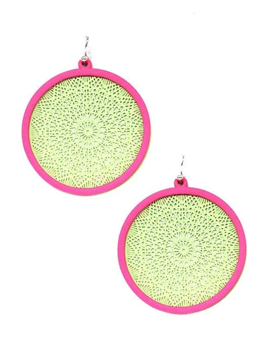 Triangular Drop Earrings for Edge -TE9572 Two Tone Mandala Earrings