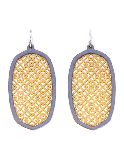 Oval Drop Earrings for Grace -TE9574 Pattern Cut Out Dangle Earrings