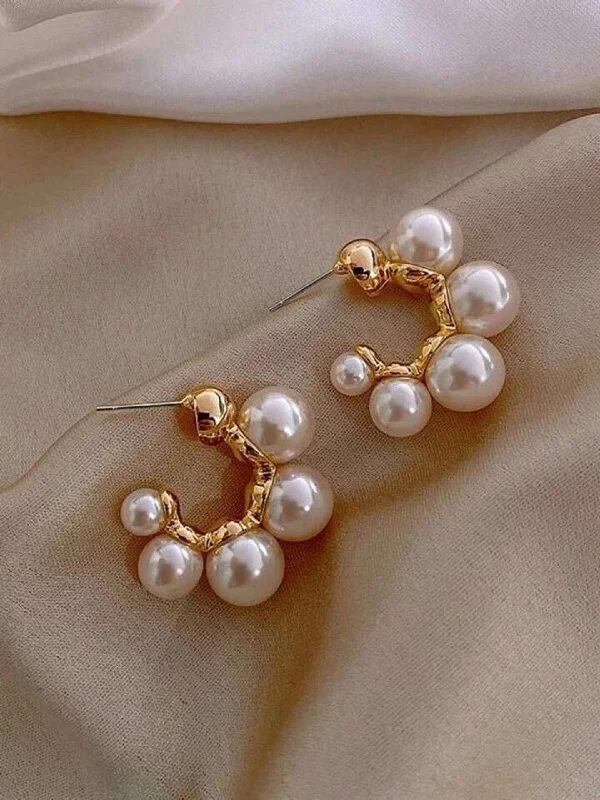 Square Drop Earrings for Modern -TE9990 Pearl Bubble Earrings