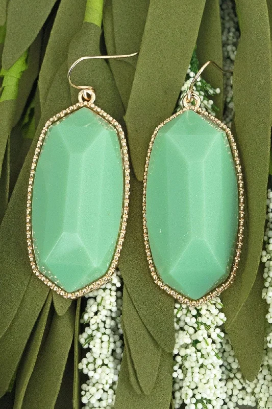 Hippie Drop Earrings with Beads -VE0709 Cressida Large Oval Hexagon Drop Earrings