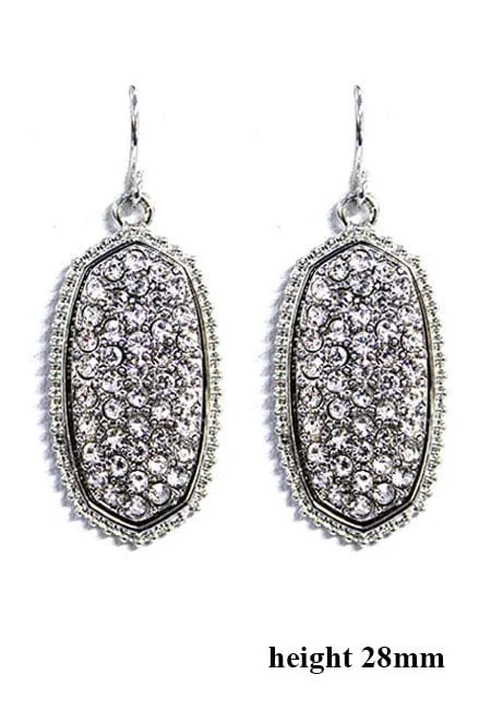 Punk Drop Earrings with Spikes -VE1550 Pave Rhinestone Oval Hexagon Drop Earrings