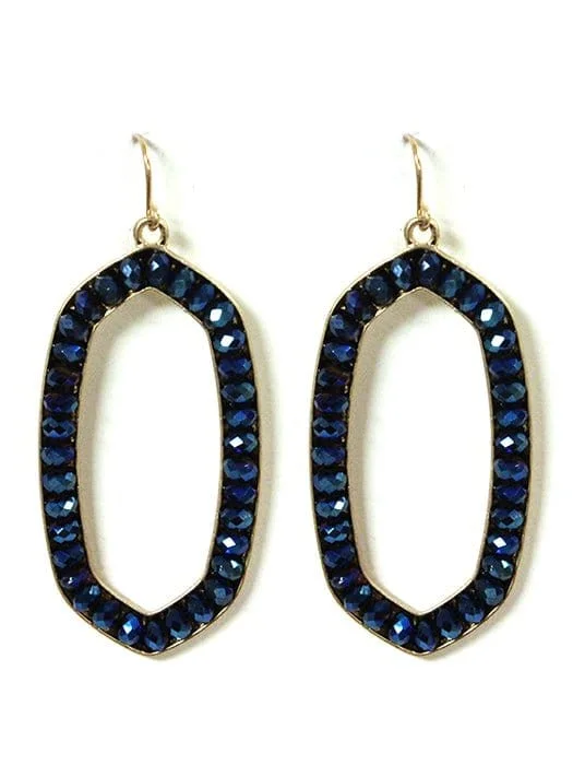 Drop Earrings with Chevron Designs -VE2614 Jewel Bead Outline Oval Dangle Earrings