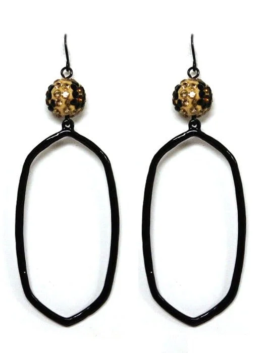 Drop Earrings with Keyhole Designs -VE2776 Bead Post Long Oval Dangle Earrings