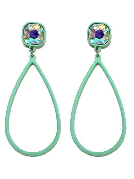 Round Drop Earrings for Classic -VE2880 Suzi Iridescent Post Teardrop Earrings