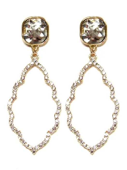 Small Drop Earrings for Delicate -VE2890 Iridescent Post Rhinestone Abstract Dangle Earrings