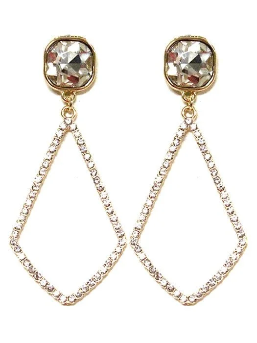 Crystal Drop Earrings for Sparkle -VE2891 Iridescent Post Rhinestone Kite Earrings