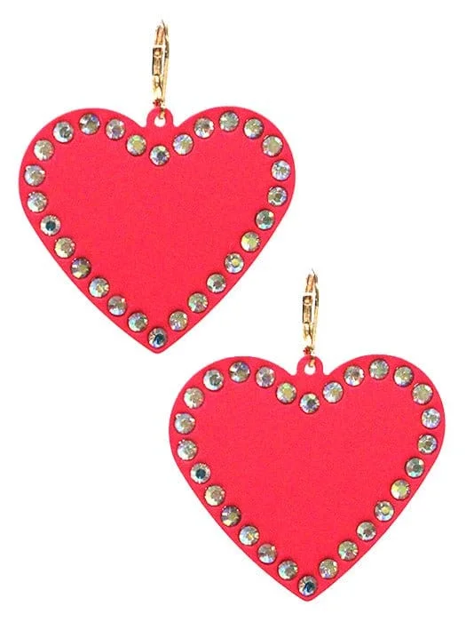 Diamond Drop Earrings for Luxury -VE3535 Rhinestone Heart Dangle Earrings