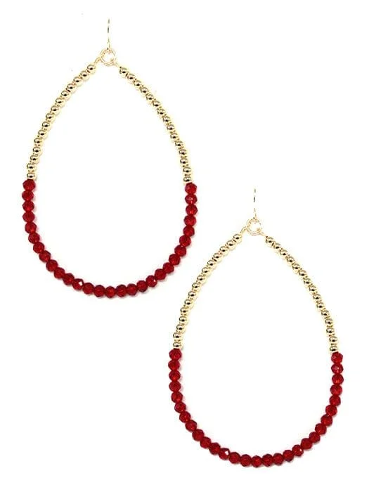 Short Drop Earrings for Subtle -VE3919 Two Tone Beaded Earrings