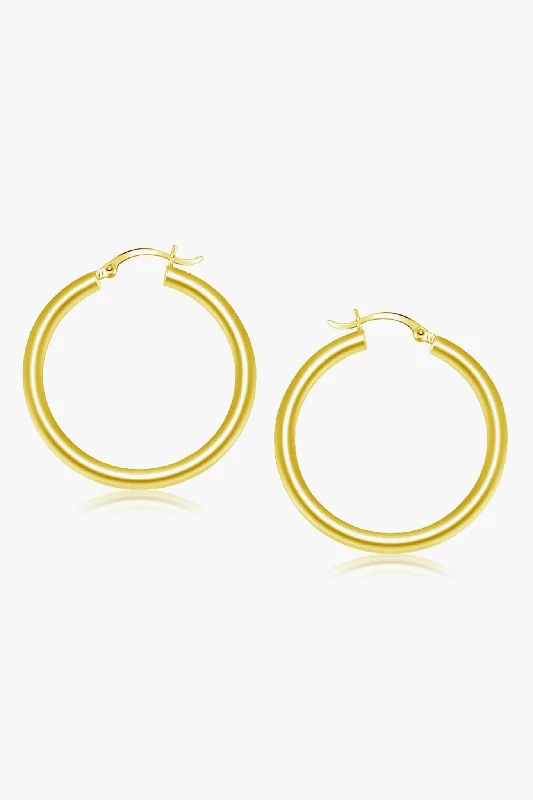 Clip On Drop Earrings for Non Pierced -14k Gold Classic 40mm Hoop Earrings