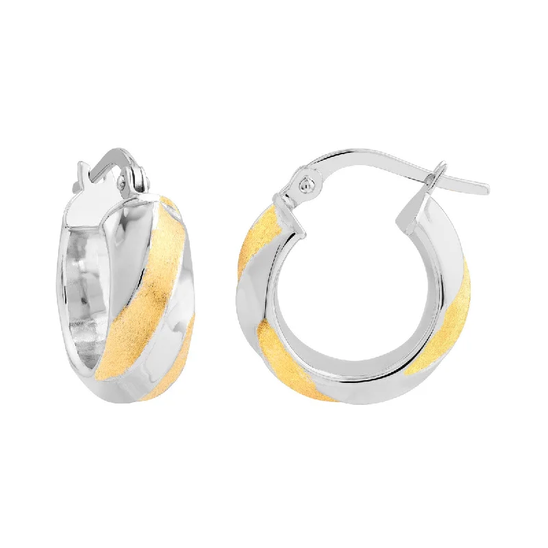 Drop Earrings for Wedding Ceremony -14K Two-Tone Polished and Twisted Round Hoop Earrings