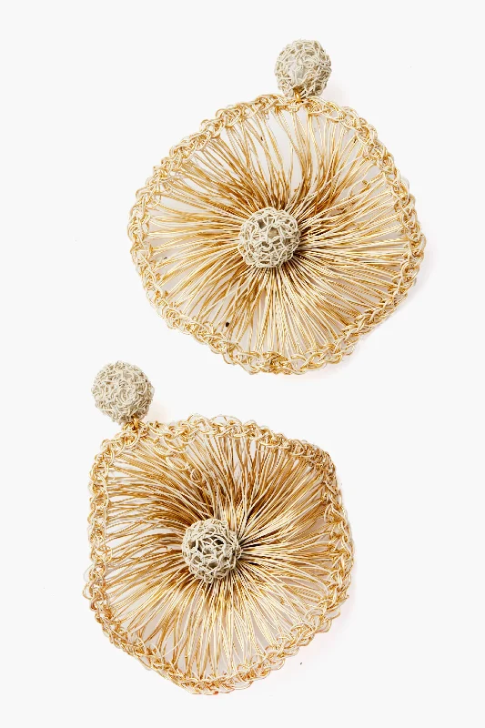 Gold Drop Earrings for Women -Abstract Gold Flower Earrings